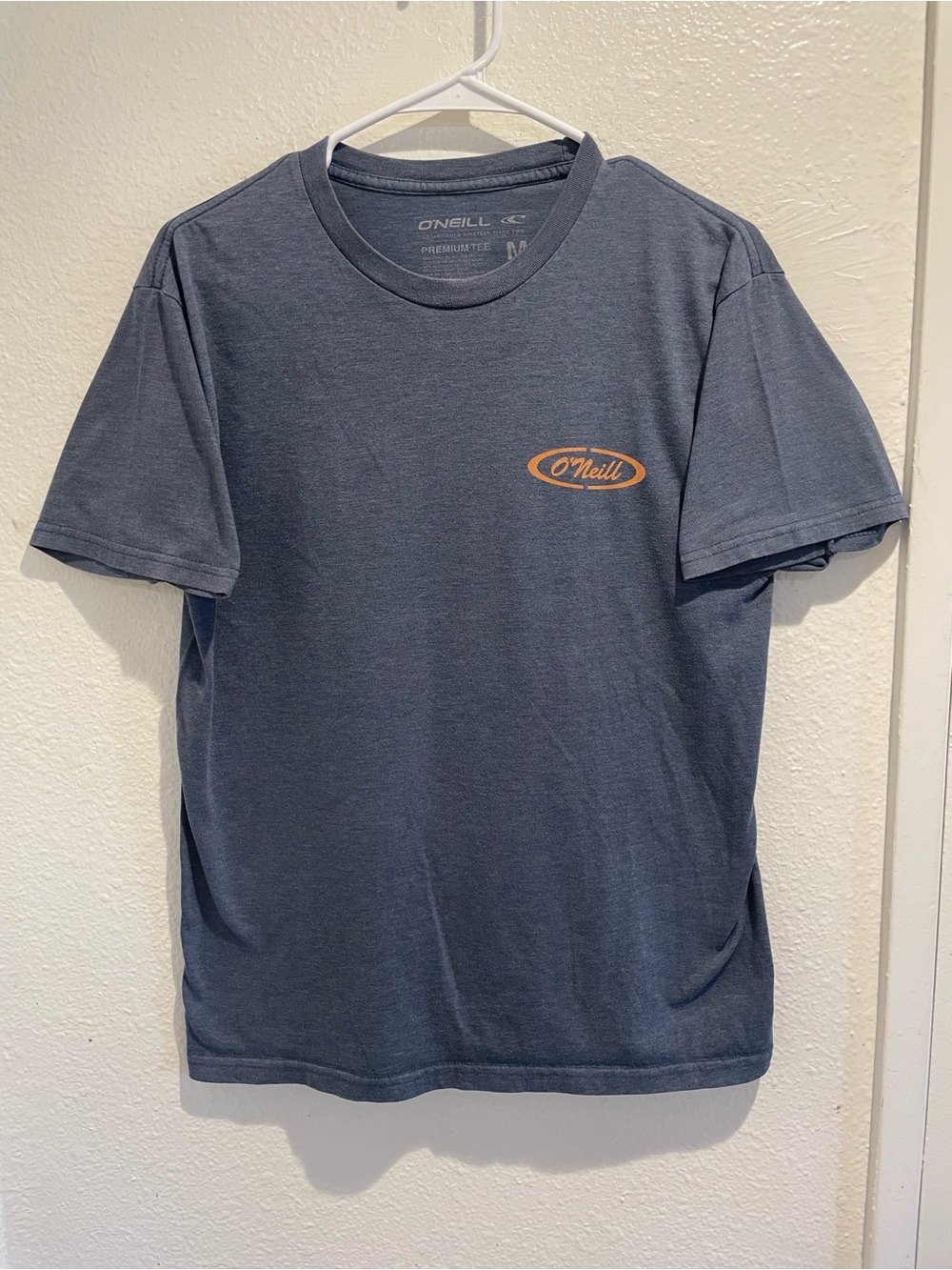 O'Neill Men's Premium Graphic T-Shirt Slate Blue Large Back Orange Logo Size M